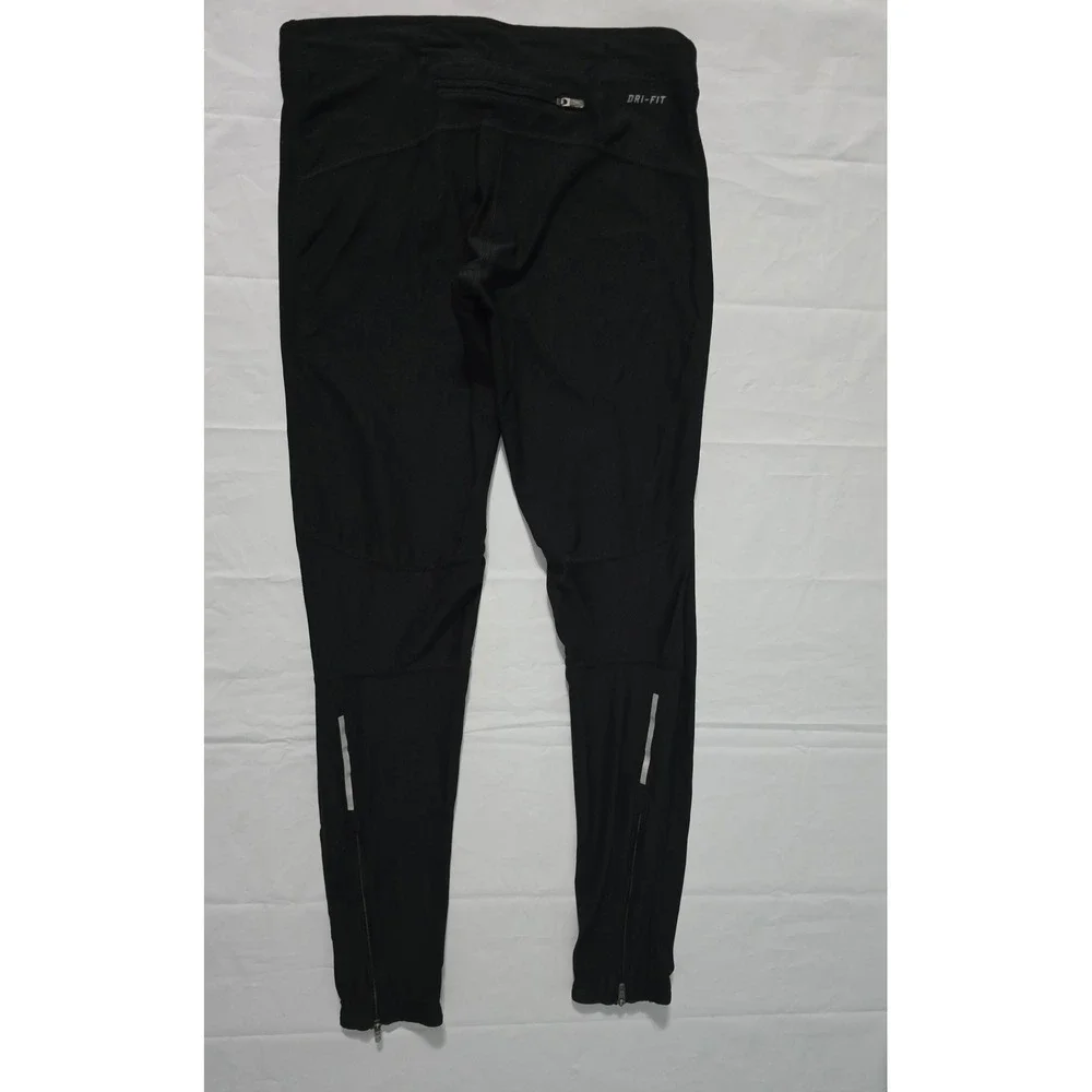 Nike Dri-FIT Womens Black Running Tights Reflective Zipper Ankle Leggings Small